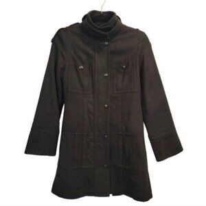 DKNY | Military Style Trench Long Coat Jacket Black